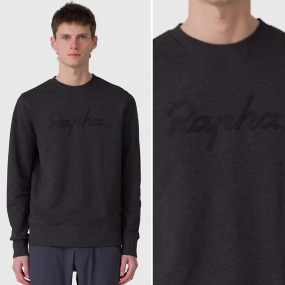 Rapha Logo Sweatshirt Men's Small Black 3d Print Spell Out Monochrome Pullover - Picture 1 of 9